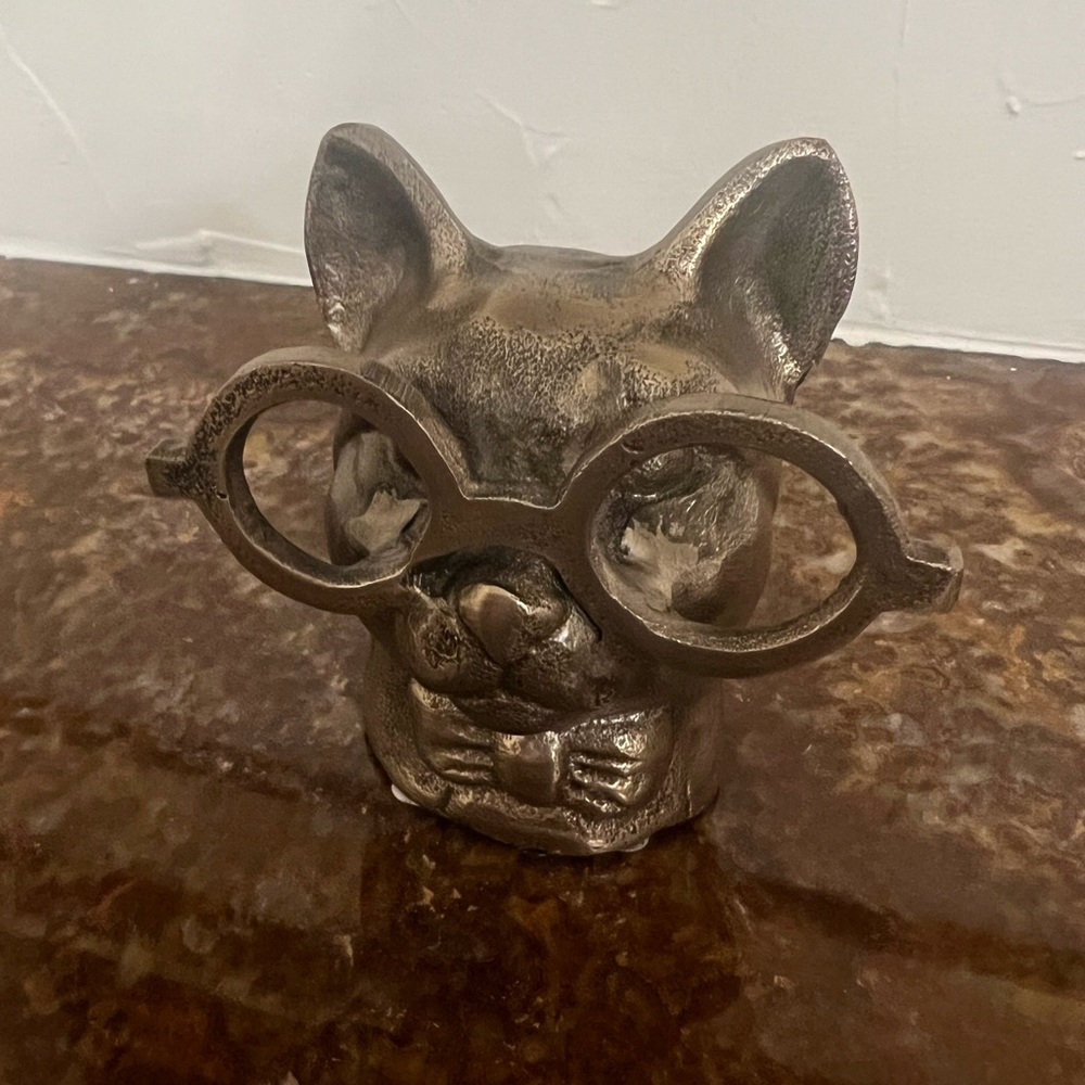 Poppy Cat Paperweight Statuette Antique Gold Finish, NWT